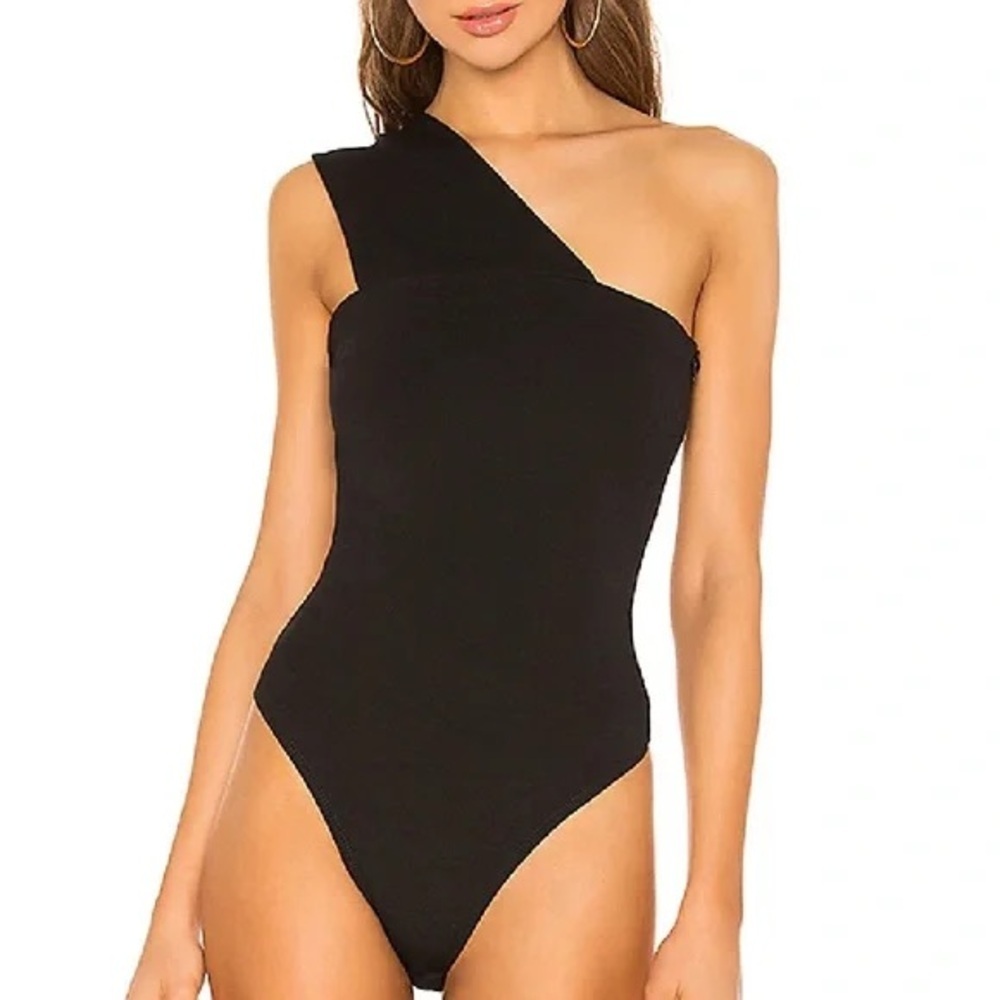 Superdown Black One-Shoulder Bodysuit